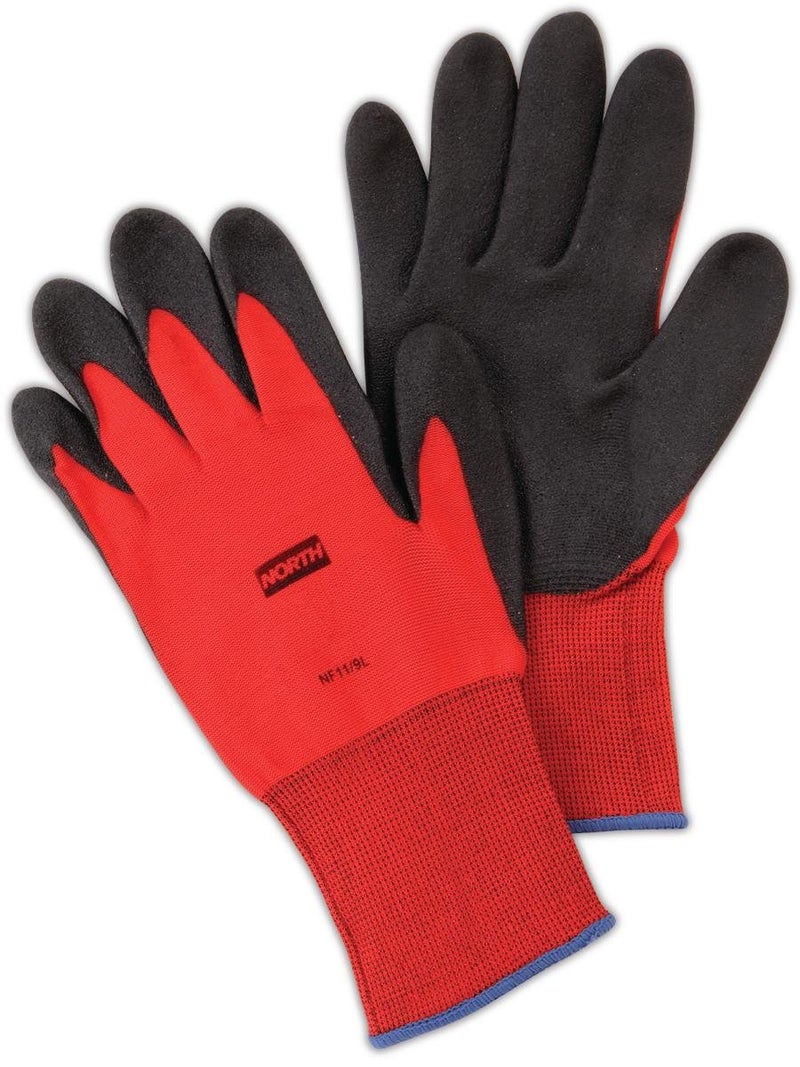 Honeywell North by Honeywell NF117S NorthFlex Red NF11 Foamed PVC Palm Coated Gloves Nylon Size 7 BlackRed Pack of 12