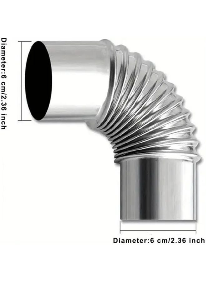 قطعتان من أنابيب الكوع بزاوية 90 درجة، قطر 236 بوصة، موصل مدخنة من الفولاذ المقاوم للصدأ للموقد الخشبي في الهواء الطلق - Image 4