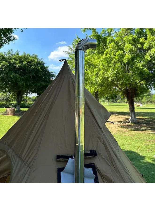 قطعتان من أنابيب الكوع بزاوية 90 درجة، قطر 236 بوصة، موصل مدخنة من الفولاذ المقاوم للصدأ للموقد الخشبي في الهواء الطلق - Image 3