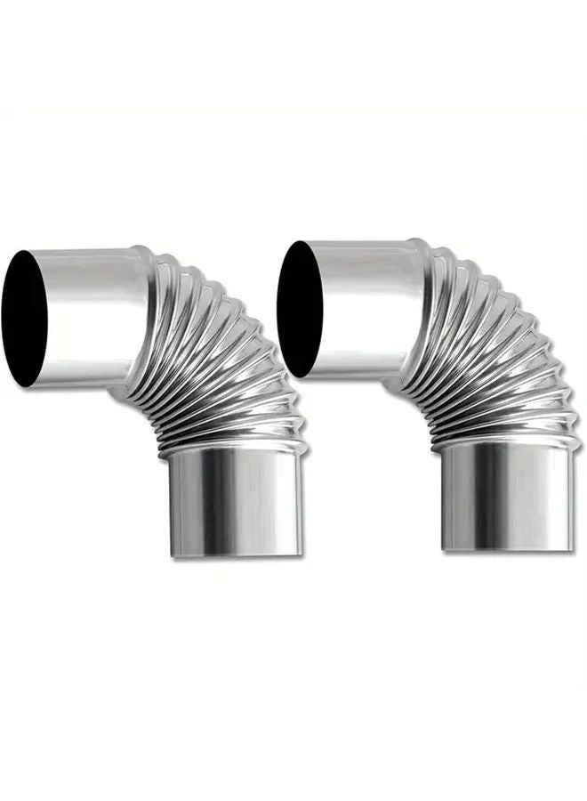 قطعتان من أنابيب الكوع بزاوية 90 درجة، قطر 236 بوصة، موصل مدخنة من الفولاذ المقاوم للصدأ للموقد الخشبي في الهواء الطلق - Image 2