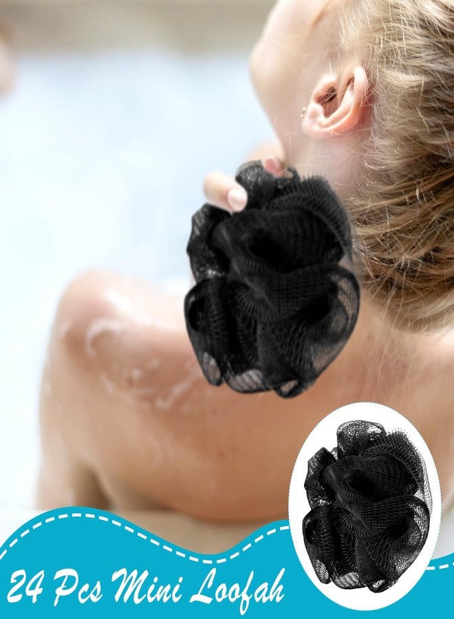Shellwei 24 Pcs 3 Inch Mini Loofah Travel Size Bulk Shower Sponge Pouf Mesh for Women Kids Men Exfoliating Body Scrubber Baby Shower Favor(Black) - Image 3