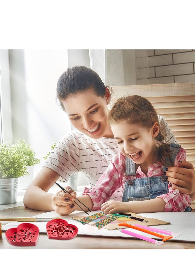 Excefore Heart Diamond Painting Trays, Diamond Painting Pen, Diamond Art Pen, Resin 5d Diamond Painting Art Drill Pen Kits  for Girls Kids Diy Crafts - Image 5