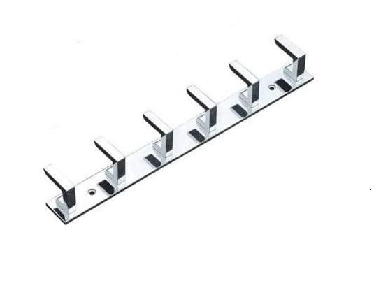 NOPEX 6 Pin Bathroom Cloth Hooks Hanger Wall Bedroom Bathroom Robe Hooks Rail for Hanging KeysClothesTowel Steel Hook Stainless Steel Pack of 1 Silver - Image 1