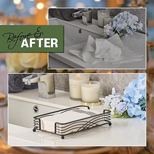LEVIMETREE Black Guest Towel Holder Tray for Bathroom – Disposable Paper Hand Towel Holder, Rectangle Napkin Organizer for Powder Room, Modern Guest Napkin Holder for Bathroom Countertop Use - Image 3