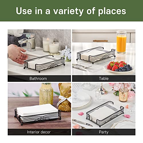LEVIMETREE Black Guest Towel Holder Tray for Bathroom – Disposable Paper Hand Towel Holder, Rectangle Napkin Organizer for Powder Room, Modern Guest Napkin Holder for Bathroom Countertop Use - Image 5