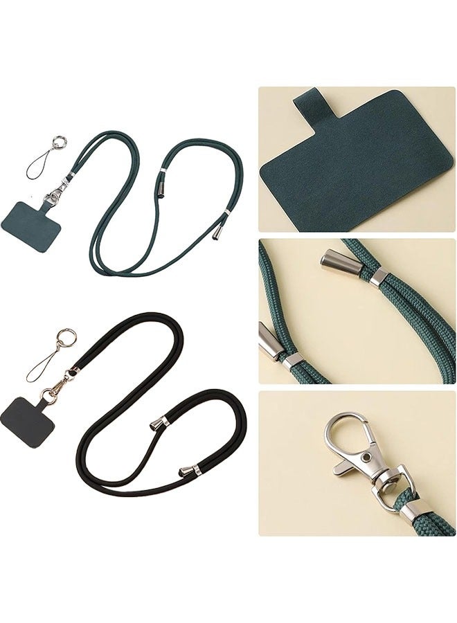 (2pcs)Universal Phone Lanyard with Adjustable Crossbody Strap, Anti-Loss and Hands-Free Neck Holder for Most Smartphones – (Black and Green) - Image 1