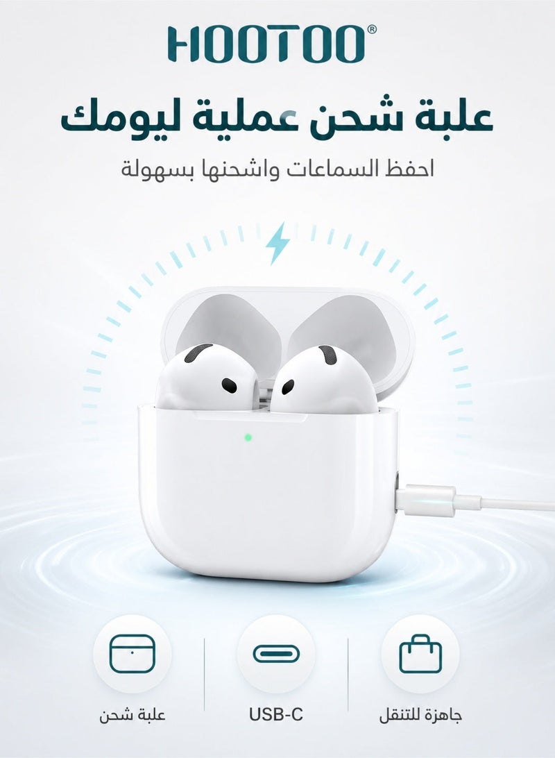 HooToo Earbuds Lite with charging case, wireless charging, white color. iPhone earphones, Galaxy earphones, Huawei earphones, Bluetooth headphones, Huawei Bluetooth earphones, Bluetooth earbuds, wireless earbuds. - Image 4