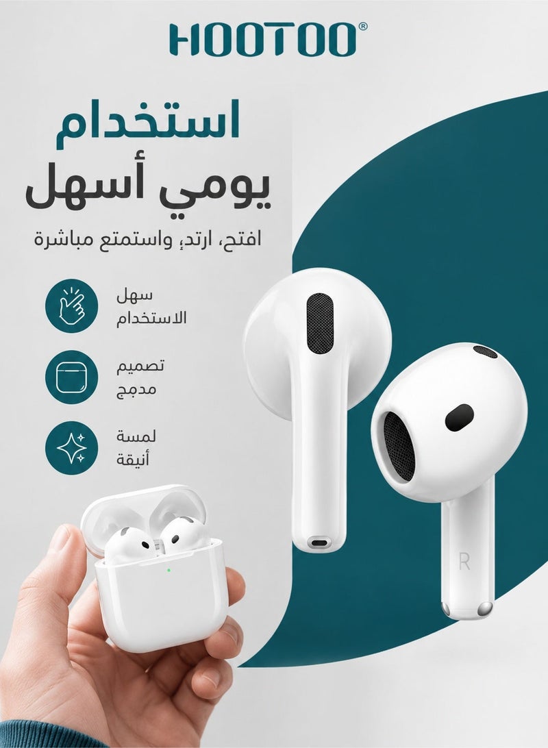 HooToo Earbuds Lite with charging case, wireless charging, white color. iPhone earphones, Galaxy earphones, Huawei earphones, Bluetooth headphones, Huawei Bluetooth earphones, Bluetooth earbuds, wireless earbuds. - Image 5