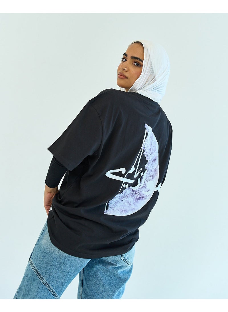 NAS 3alam Unisex Oversized SS T-Shirt - Black - Image 2