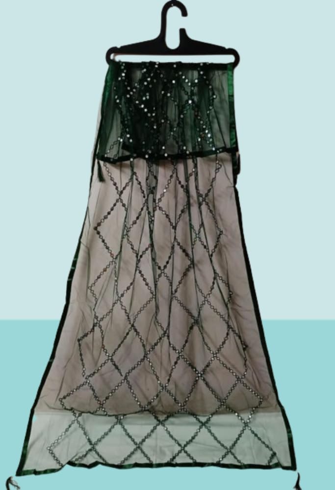 ARIPAN Net mirror sitara dupatta embroidry work sequins for women and girls free size 2m pack of 1pcs - Image 3