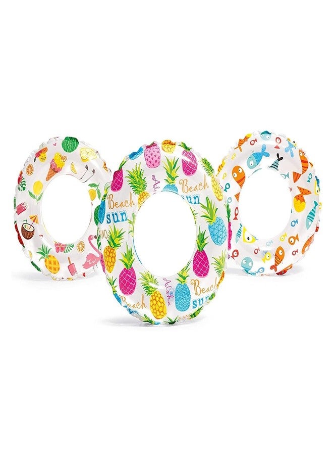 MaruHub 61cm Inflatable Kids Water Floaty Vinyl Float for 6-10 Years Old | Kids Fun Lively Print Swim Tube | Kids Big Swim Rings - Pack of 1 - Image 1