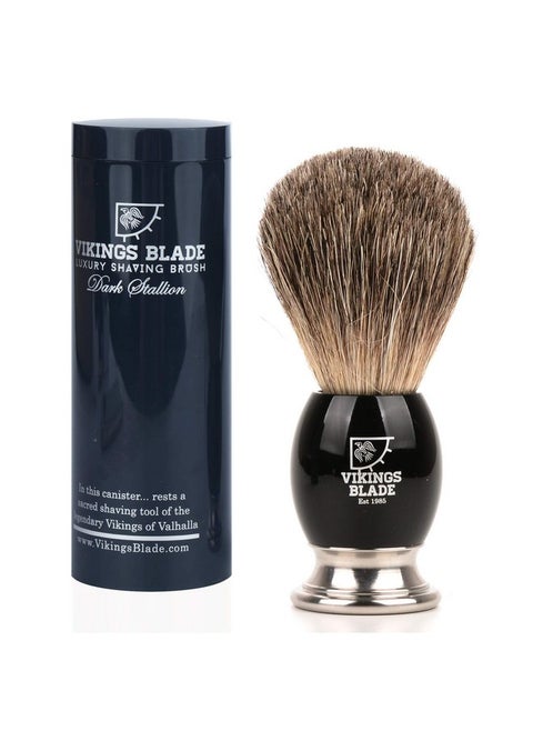 G Brush For Men By Vikings Blade, Ultra Heavy Acrylic & 316L Steel Handle, Super Strong Knot Backbone, Minimal Shedding, Fast Lather, Extremely Smooth & Plush On Skin (Dark Stallion)