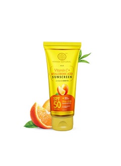 Khadi Natural Vitamin C + Hyaluronic Acid Sunscreen Aqua Gel Spf 50 Pa+++ For All Skin Types Light Weight Formula Provides Hydration Non Sticky No White Cast 100Gm 1 Count  - Image 1