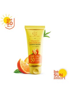 Khadi Natural Vitamin C + Hyaluronic Acid Sunscreen Aqua Gel Spf 50 Pa+++ For All Skin Types Light Weight Formula Provides Hydration Non Sticky No White Cast 100Gm 1 Count  - Image 2