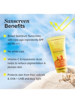 Khadi Natural Vitamin C + Hyaluronic Acid Sunscreen Aqua Gel Spf 50 Pa+++ For All Skin Types Light Weight Formula Provides Hydration Non Sticky No White Cast 100Gm 1 Count  - Image 3