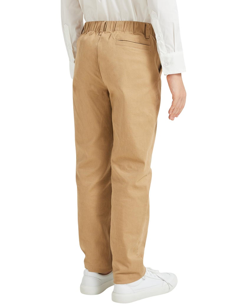 QBK Relaxed Fit Stretch School Uniform Pant Chino Pants for Toddler to Youth Boys and Girls(Khaki M) - Image 3