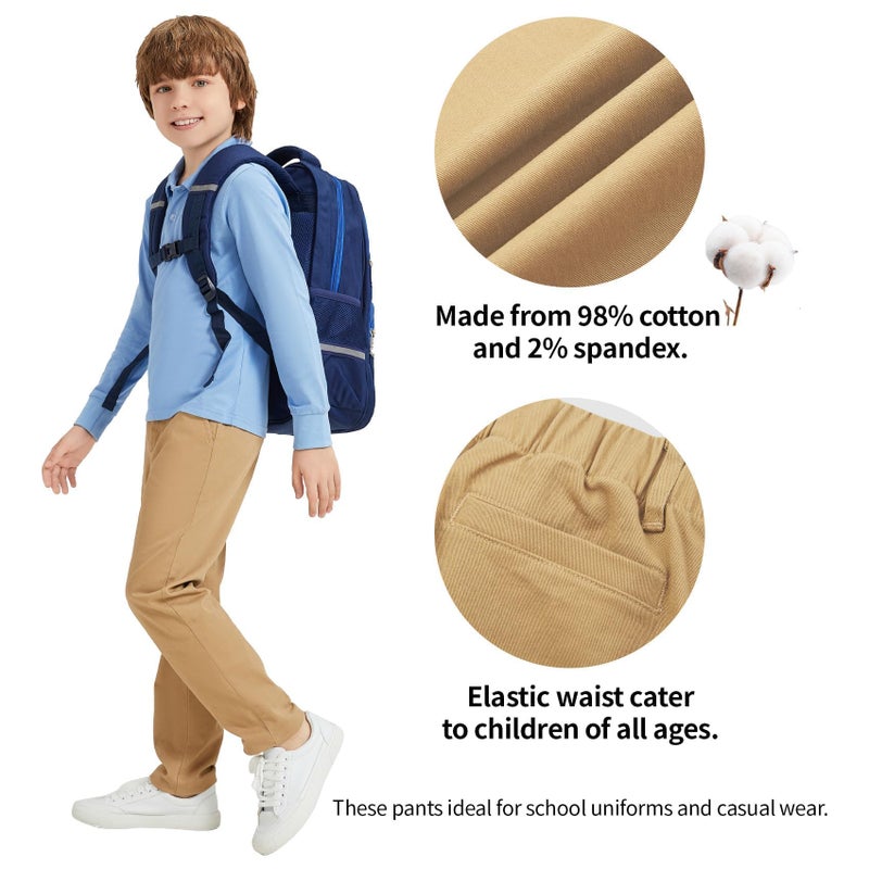 QBK Relaxed Fit Stretch School Uniform Pant Chino Pants for Toddler to Youth Boys and Girls(Khaki M) - Image 5