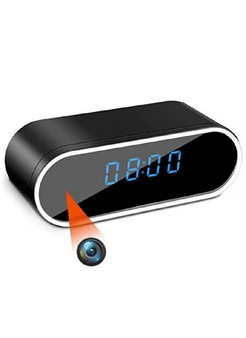 WiFi Digital Clock with Hidden Camera – Sleek Black Design for Home Security and Time Display