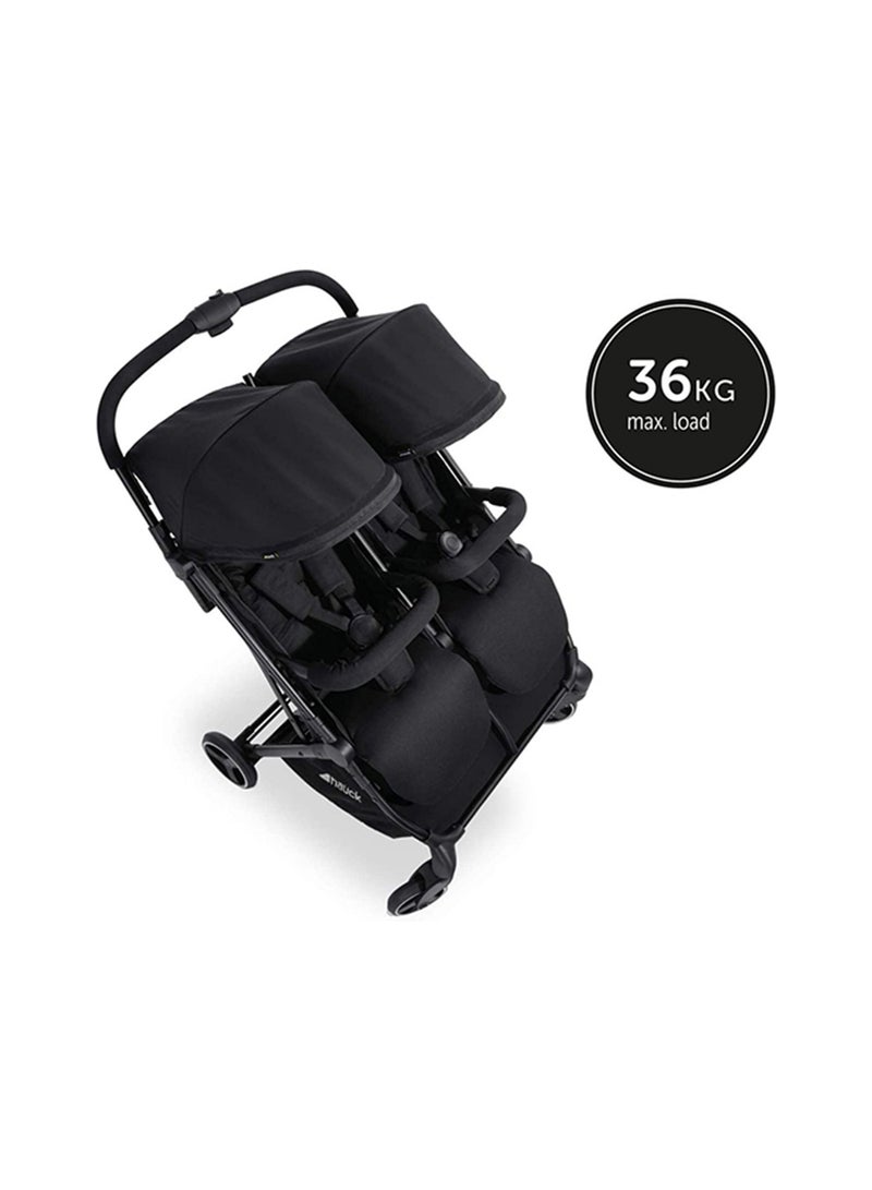 hauck Swift X Duo Twin Pushchair, Blackside By Side Double (Only 75Cm Wide), Compact And One Hand Folding With Raincover - Image 2