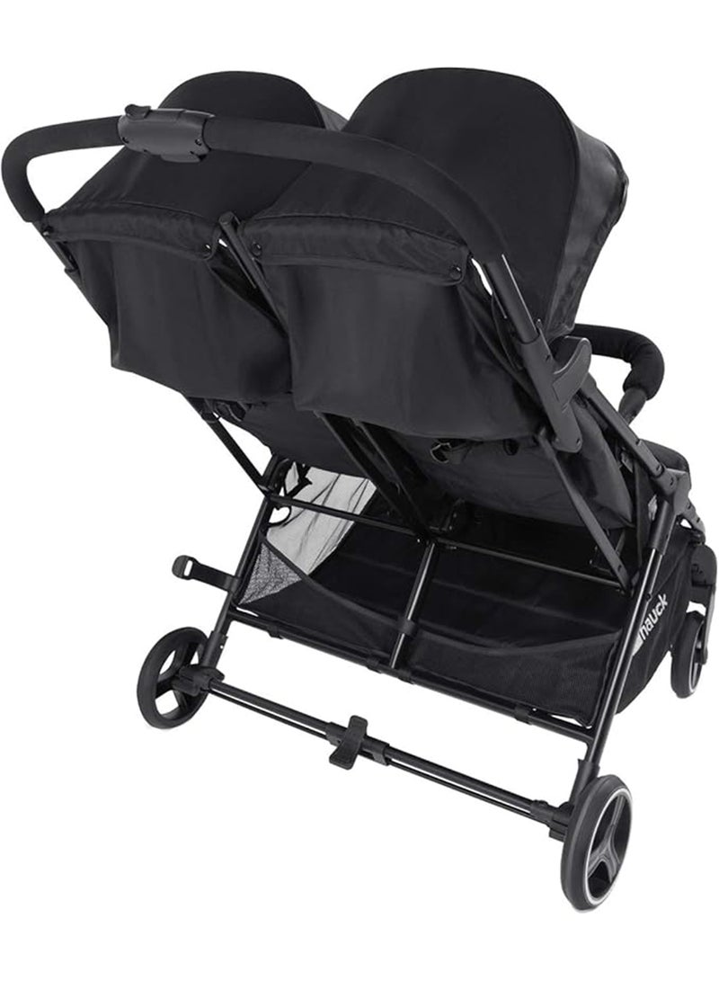 hauck Swift X Duo Twin Pushchair, Blackside By Side Double (Only 75Cm Wide), Compact And One Hand Folding With Raincover - Image 3