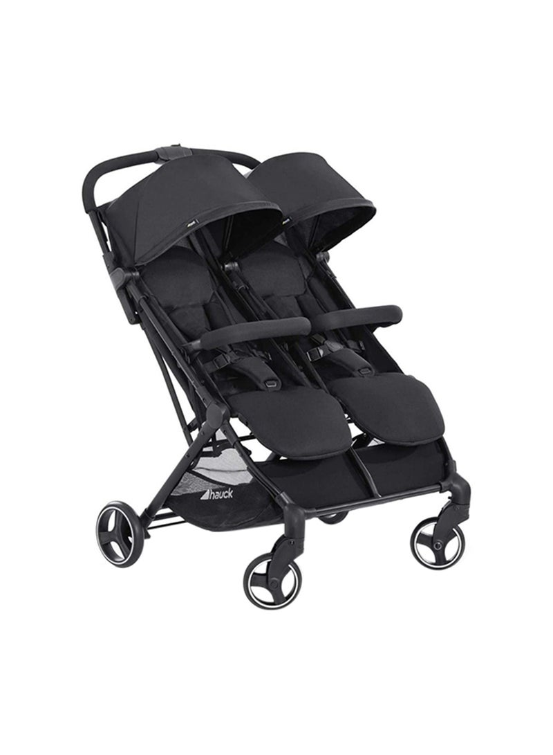 hauck Swift X Duo Twin Pushchair, Blackside By Side Double (Only 75Cm Wide), Compact And One Hand Folding With Raincover - Image 1