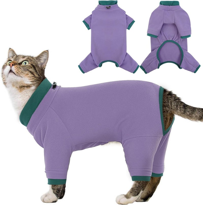 ADNIKIA Cat Pajamas for Cats Only, Sticky Hair Cat Clothes, Sphynx Hairless Cats Sweater, Cat Onesie for Cats After Surgery Female Male, Prevent Lost Hair Kitten Onesie Shirts Costumes Outfits for Pet - Image 1