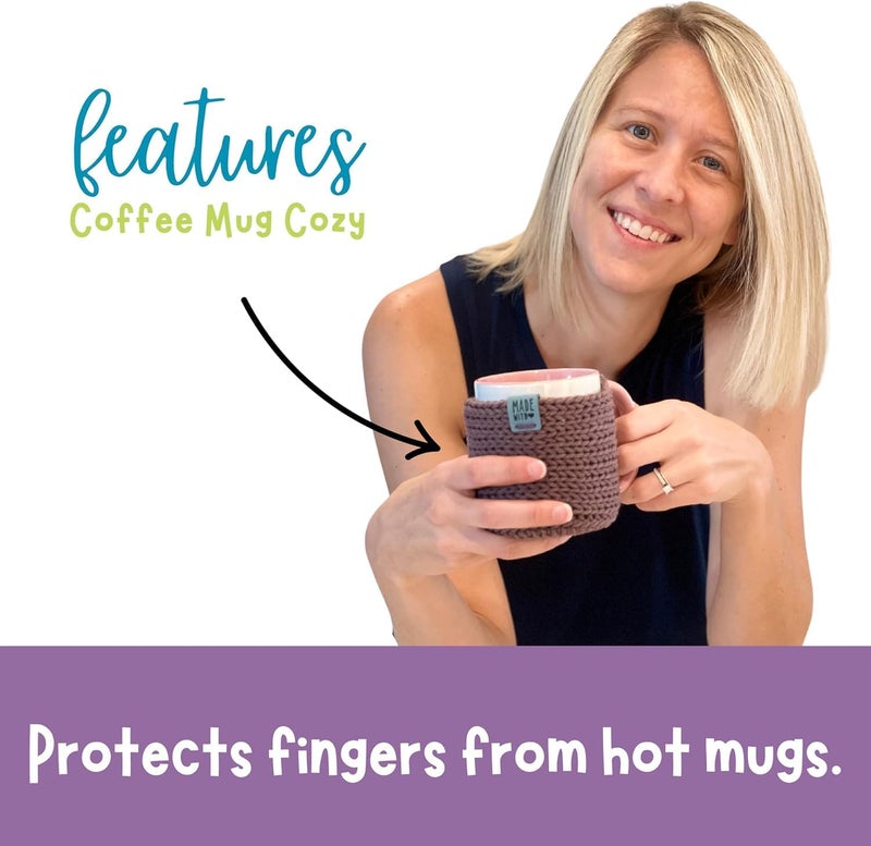 Simply Hooked Mug Cozy with Coaster 2 Pack – Handmade Cup Cozies for Hot Drinks – Fits 11 oz Coffee Mugs – Stocking Stuffers for Women (Sage) - Image 4