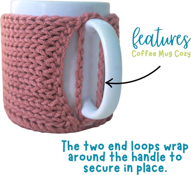 Simply Hooked Mug Cozy with Coaster 2 Pack – Handmade Cup Cozies for Hot Drinks – Fits 11 oz Coffee Mugs – Stocking Stuffers for Women (Sage) - Image 5