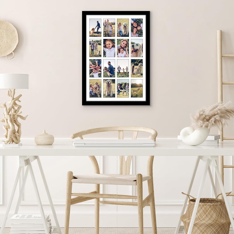 Americanflat إطار صور أمريكان فلات 4x6 مع زجاج أكريليك مصقول - إطارات صور متعددة تناسب ستة عشر صورة 4x6 أو استخدمها كإطار ملصق 18x26 لعرض الجدار - مجموعة توقيع - أسود - Image 5