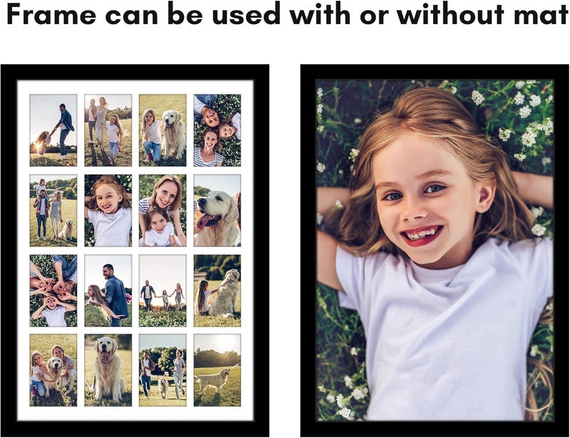 Americanflat إطار صور أمريكان فلات 4x6 مع زجاج أكريليك مصقول - إطارات صور متعددة تناسب ستة عشر صورة 4x6 أو استخدمها كإطار ملصق 18x26 لعرض الجدار - مجموعة توقيع - أسود - Image 4