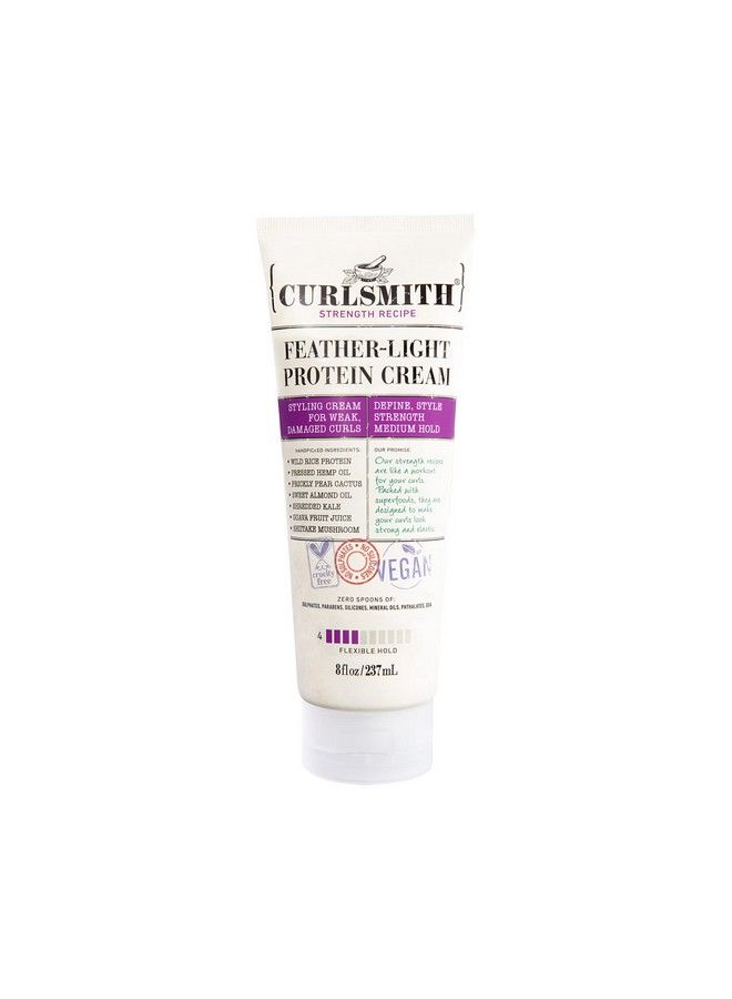 CURLSMITH Featherlight Protein Cream Hair Styling Cream For Weak Damaged Curls Medium Hold (8 Fl Oz) - Image 2