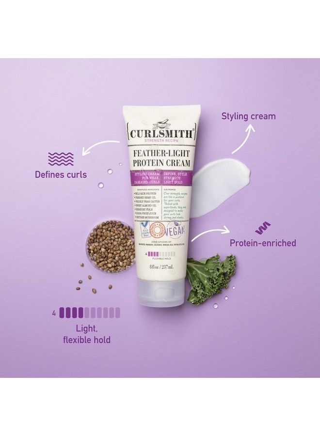 CURLSMITH Featherlight Protein Cream Hair Styling Cream For Weak Damaged Curls Medium Hold (8 Fl Oz) - Image 5