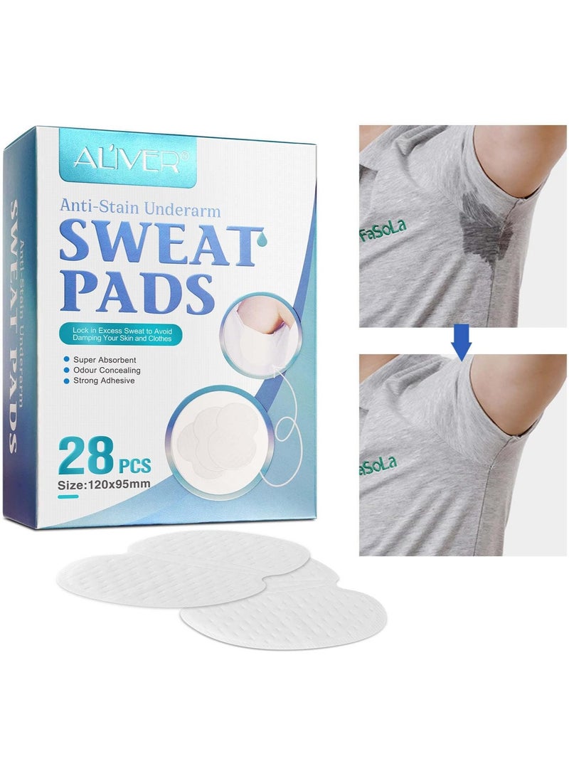 ALIVER 28pcPremium Underarm Sweat Pads for Men & Women || Disposable Armpit Dress Shields for Sweat Protection, Extra Adhesive, Ultra-Thin & Non-Visible, Soft Breathable Material, Hypoallergenic - No Sweat Stain Pads for Clothing -- 100% Discreet & Comfortable Wear  - Image 2