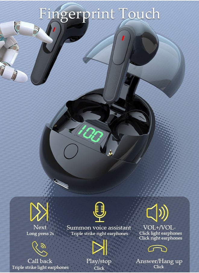 DUNISO Bluetooth Headphones Wireless Earbuds Wireless Charging Case Sports Ear Buds with Type-C Charging Port and Digital Display Premium Deep Bass Waterproof In-Ear Earphones for IOS and Android  - Image 2