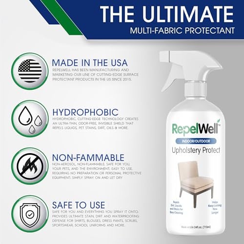 RepelWell Eco-Friendly Upholstery Protect Stain & Water Repellent Spray 24oz – Non-Toxic, Pet-Safe Formula for Fabric, Leather, & Suede – Long-Lasting Stain Guard Keeps Furniture Clean & New - Image 4