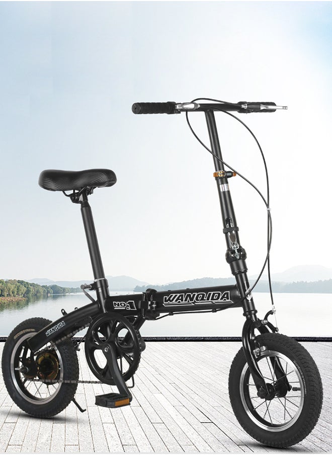 Sharpdo 12 Inch Lightweight Folding Mountain Bike for Teenagers， Height Adjustable High Carbon Steel Frame Dual Disc Brakes Folding Bicycle for Adults Youth Men Women  - Image 3