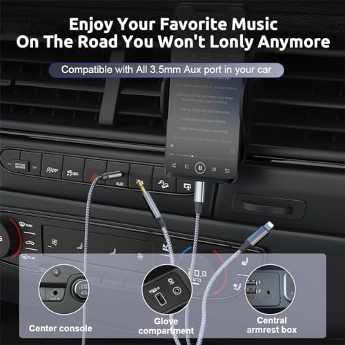 Verilux® 3 in 1 Car Aux Cable, USB C to 3.5mm Audio Cord Car Stereo Aux Cable Compatible with Galaxy S23/S22/S21FE/OnePlus/iPhone 14/13/12/XR - Image 2