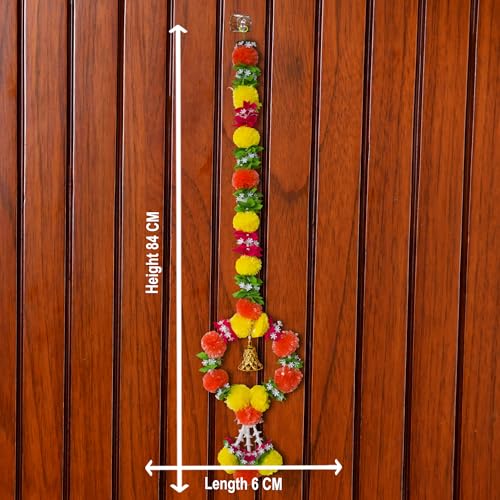 CraftVatika Artificial Marigold Flower for Decoration, Wall Hanging Latkan Marigold Garland Decorations, Diwali Decor Items, Diwali Decoration Items, Fluffy Flowers Strings for Festival Set of 2 - Image 5