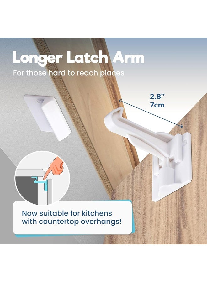 Upgraded Invisible Baby Proofing Cabinet Latch Locks - Works with Most Cabinets and Drawers, Works with Countertop Overhangs, No Drilling or Tools Required for Installation, Highly Secure(10 Pack) - Image 4