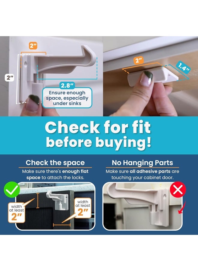 Upgraded Invisible Baby Proofing Cabinet Latch Locks - Works with Most Cabinets and Drawers, Works with Countertop Overhangs, No Drilling or Tools Required for Installation, Highly Secure(10 Pack) - Image 3
