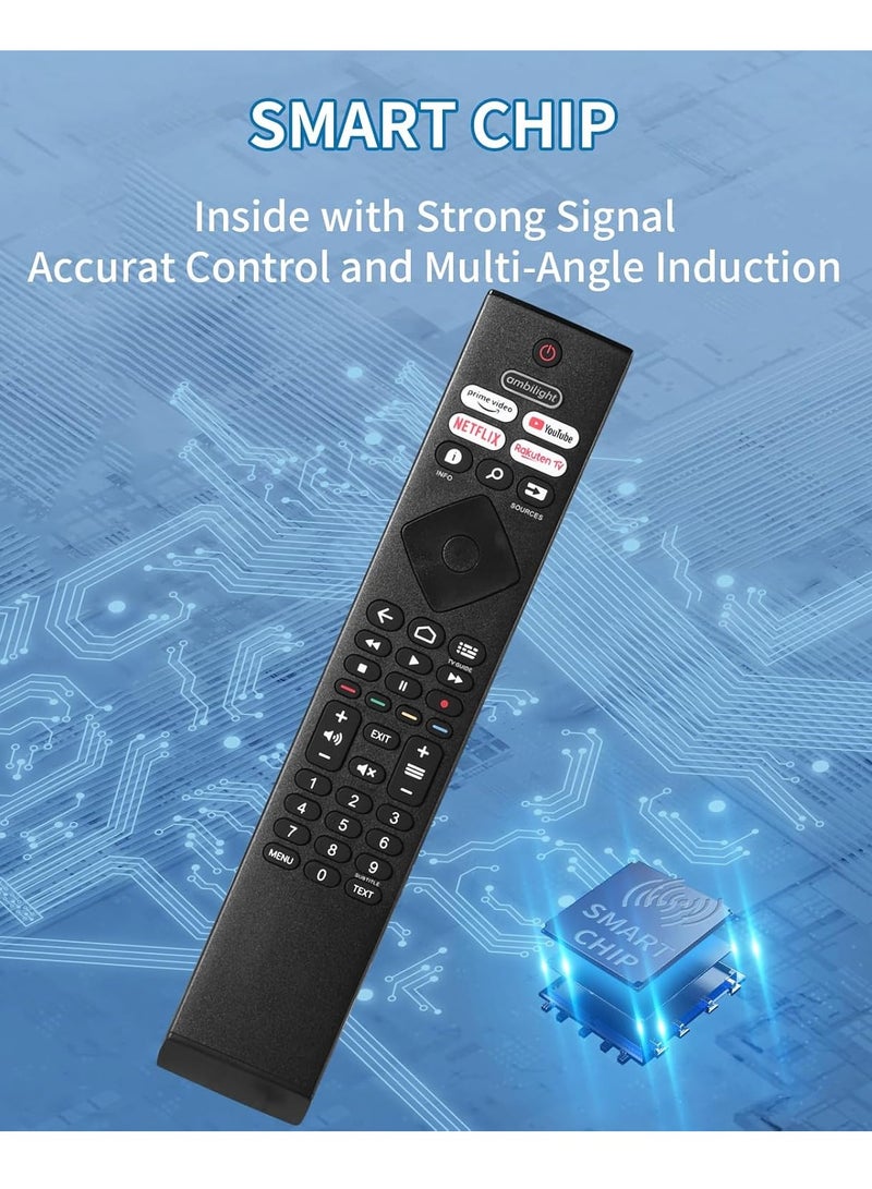 ELTRAZONE Replacement Remote Control Compatible with Philips Ambilight Smart TVs – Universal TV Remote for Philips LED, UHD, 4K, HDR, Android & Ambilight Series – No Setup Required – Plug & Play Controller with App Shortcut Keys - Image 3