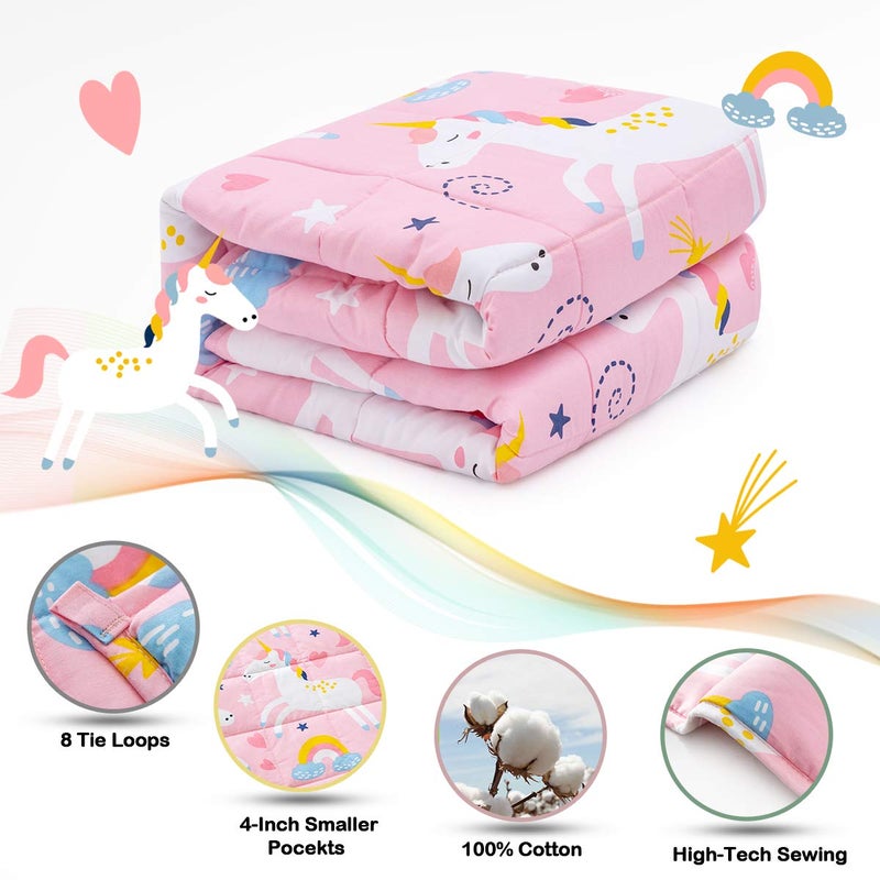 Sivio Weighted Blanket Kids, 100% Cotton Children Heavy Blanket, Breathable and Soft Throw for Teenagers Calm and Sleeping, Pink Unicorn, 3lbs, 36 x 48 inches - Image 4