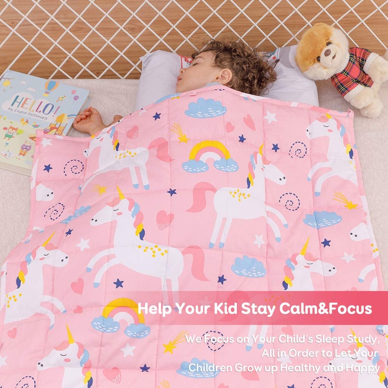 Sivio Weighted Blanket Kids, 100% Cotton Children Heavy Blanket, Breathable and Soft Throw for Teenagers Calm and Sleeping, Pink Unicorn, 3lbs, 36 x 48 inches - Image 3