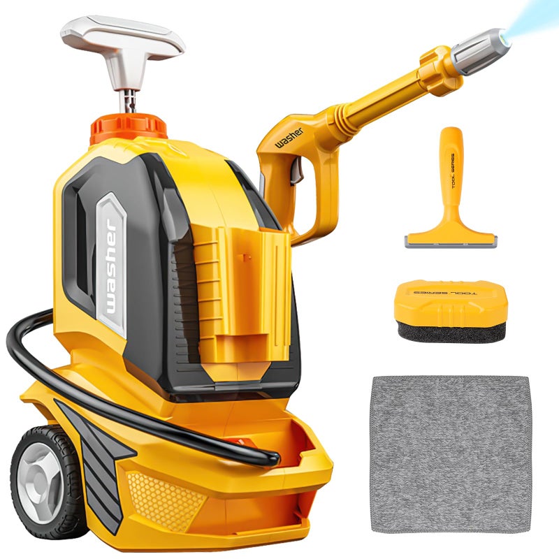 deAO Kids Clean Car Wash ToyCar Washer with Scraper Sponge TowelRagToddler Pretend Play Tools Role Playing Toy Cleaning Toys Gift for Boys Girls - Image 3