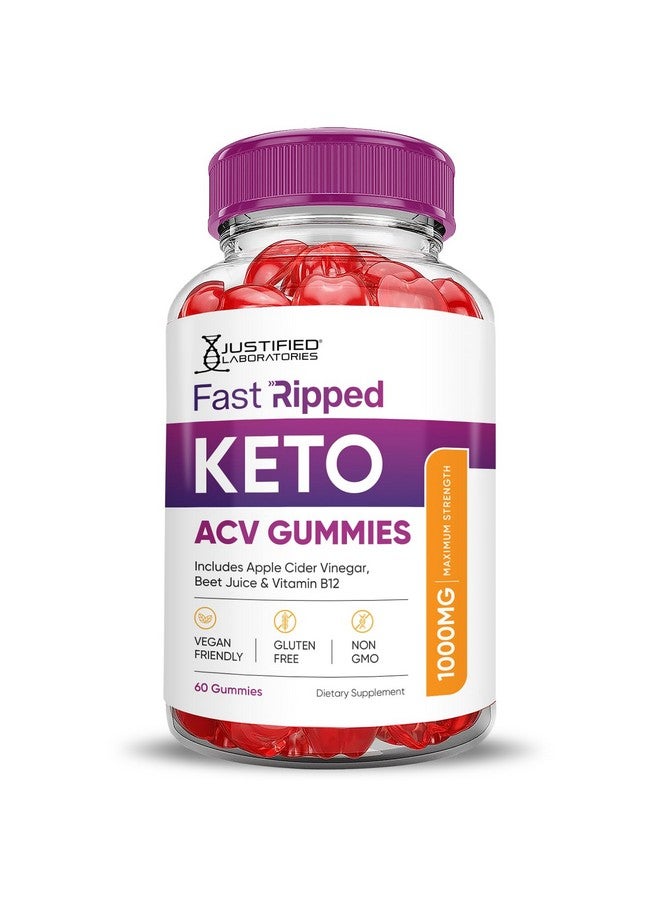 Justified Laboratories (3 Pack) Fast Ripped Keto ACV Gummies Advanced Formula 1000MG Fast Ripped Keto Gummies Apple Cider Vinegar Formulated with Pomegranate Beet Juice Powder B12 Vegan Non GMO 180 Gummys - Image 4