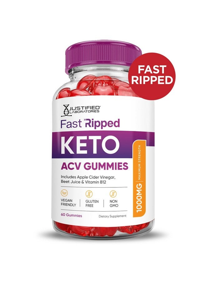 Justified Laboratories (3 Pack) Fast Ripped Keto ACV Gummies Advanced Formula 1000MG Fast Ripped Keto Gummies Apple Cider Vinegar Formulated with Pomegranate Beet Juice Powder B12 Vegan Non GMO 180 Gummys - Image 3