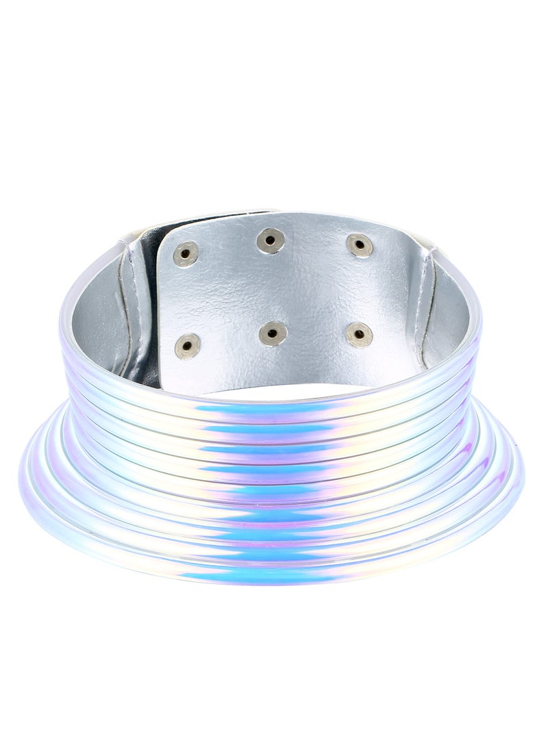 KASTWAVE Gold Silver African Egypt Punk Snap Resin Chunky Leather Choker Collars for Women, Fashion Statement Necklace Jewelry - Image 1