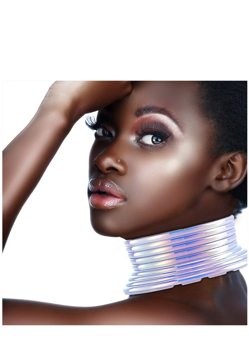 KASTWAVE Gold Silver African Egypt Punk Snap Resin Chunky Leather Choker Collars for Women, Fashion Statement Necklace Jewelry - Image 5