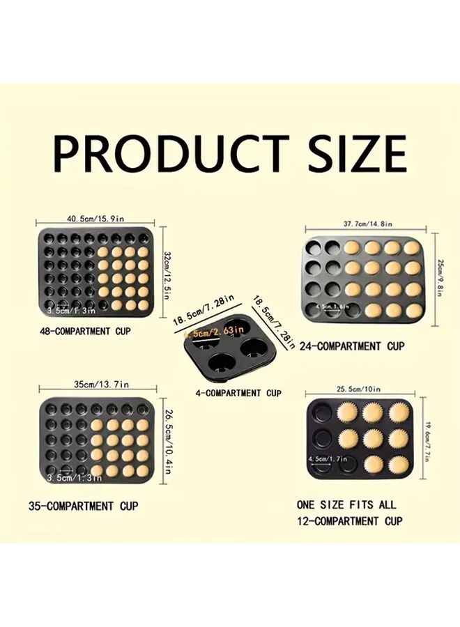 4 12 24 35 48 Mini Cake Set High Temperature Non Stick Carbon Steel Cake Molds And Muffin Cup Pans For Home Baking Cake Shops Christmas Thanksgiving - Image 3