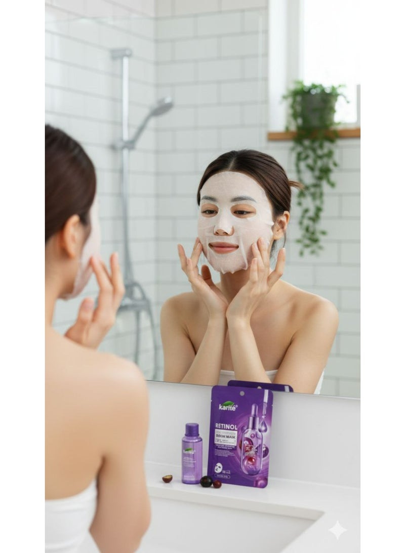 كاريت طقم ماسكات الوجه الورقية بالريتينول من كاريتيه (Karité) – 3 قطع لتحفيز الكولاجين، شد البشرة، ومكافحة التجاعيد - Image 3